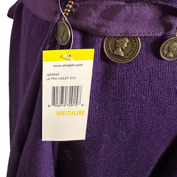 Jennifer Lopez Purple Sleeveless Cardigan with Belt, Medium, NWT - Picture 3 of 6
